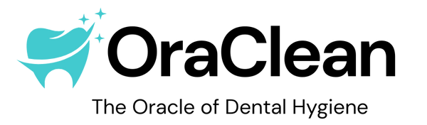 OraClean logo with a blue tooth icon on a white background