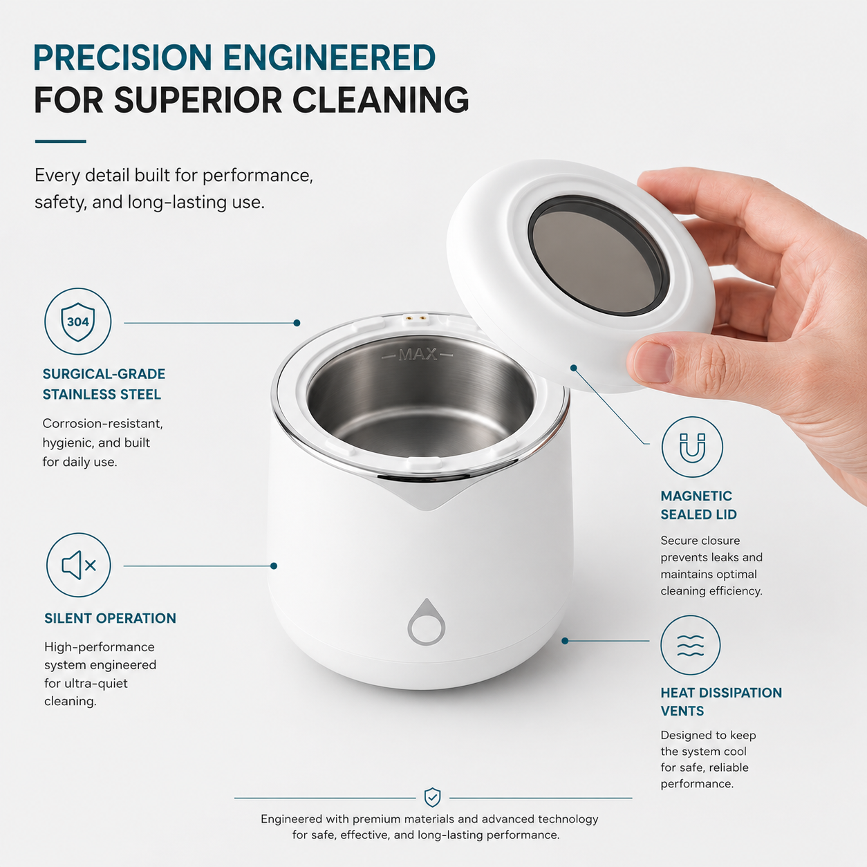 PureWaver Pro™ | Ultrasonic UV-C Denture Cleaner & Sanitizer